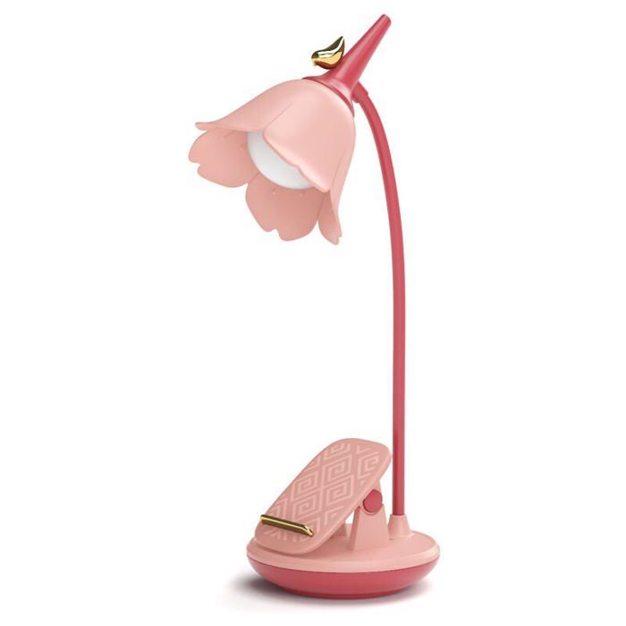 Lampe de Bureau - LARGEIGHT - Rose - LED Rechargeable - Col de Cygne Réglable - Intensité Variable