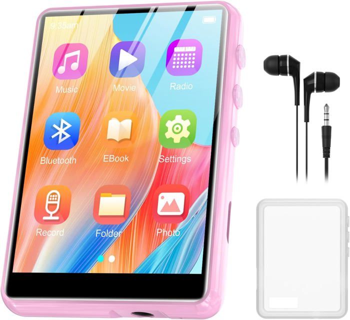 Lecteur MP3 Bluetooth 5.3 Avec écran Tactile 2,8 Pouces - 64 Go (extensible 128 Go), Radio FM, Enregistrement, Pour Enfants Et Adultes, Violet