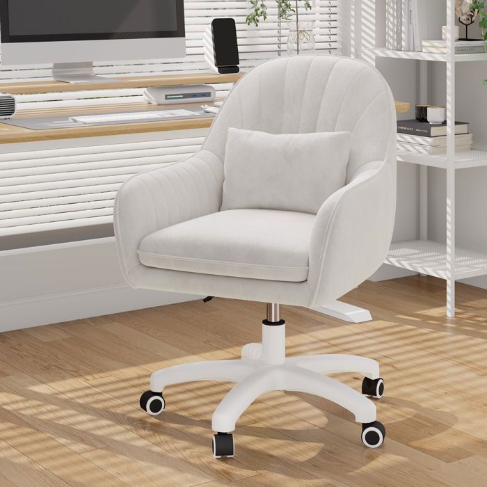 BatonY Chaise bureau avec Accoudoir Fauteuil ergonomique avec Soutien LombaireSiège de bureau PivotanteRéglable en HauteurBlanc