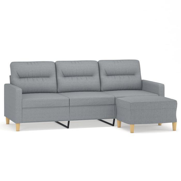 Canapé 3 Places 180x65x76 Cm - Gris Clair - Neuf