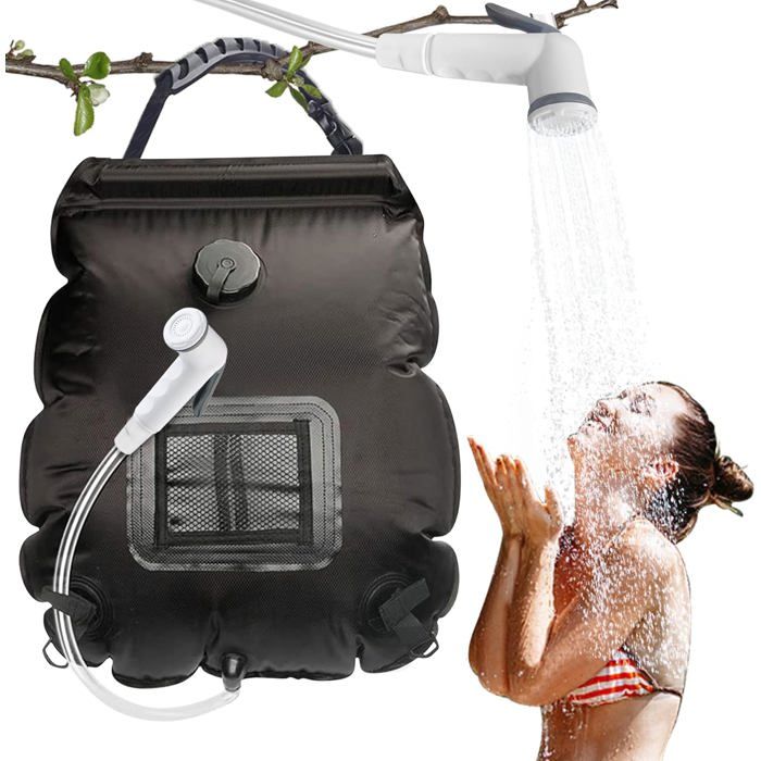 Sac de Douche Solaire Camping20L Douche de Voyage avec Pomme de DoucheSolaire Sac de DouchePliant Extérieur pour Douche