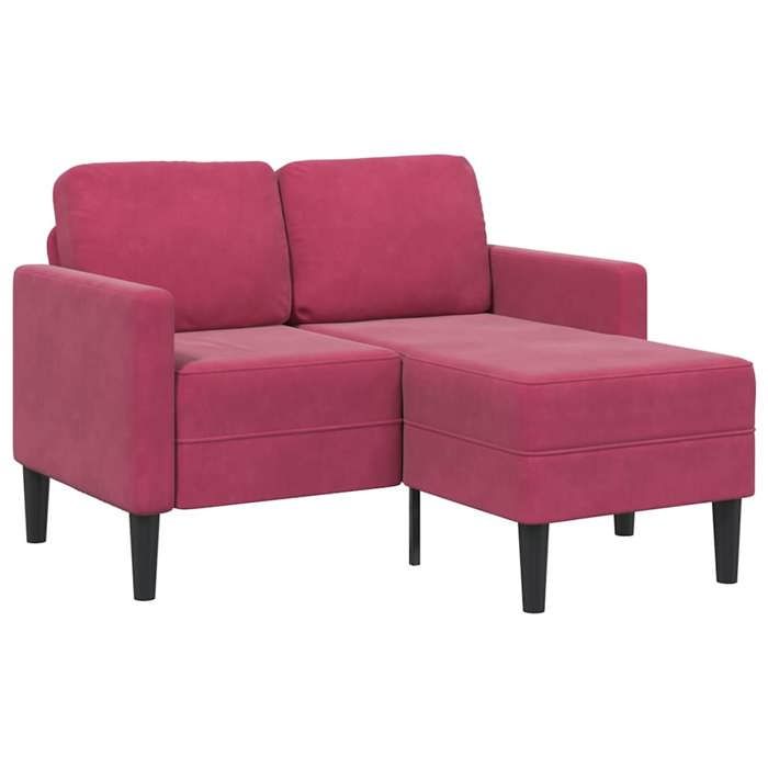 BEWI®Canapé 2 places - Chaise de canapé fixe - Canapé damour DOUBLE avec méridienne en L rouge bordeaux 125 cm &FR16518