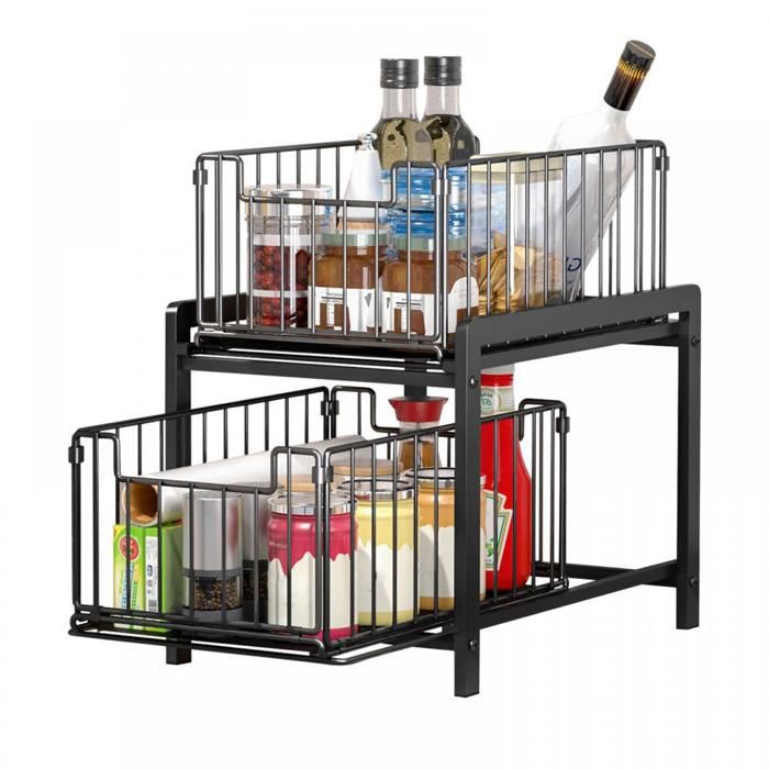 MIPAN.Tiroir Coulissant Cuisine -26x37x38.5 cm-Organisateurs de placard extensibles - Etagères coulissantes pour lorganisation