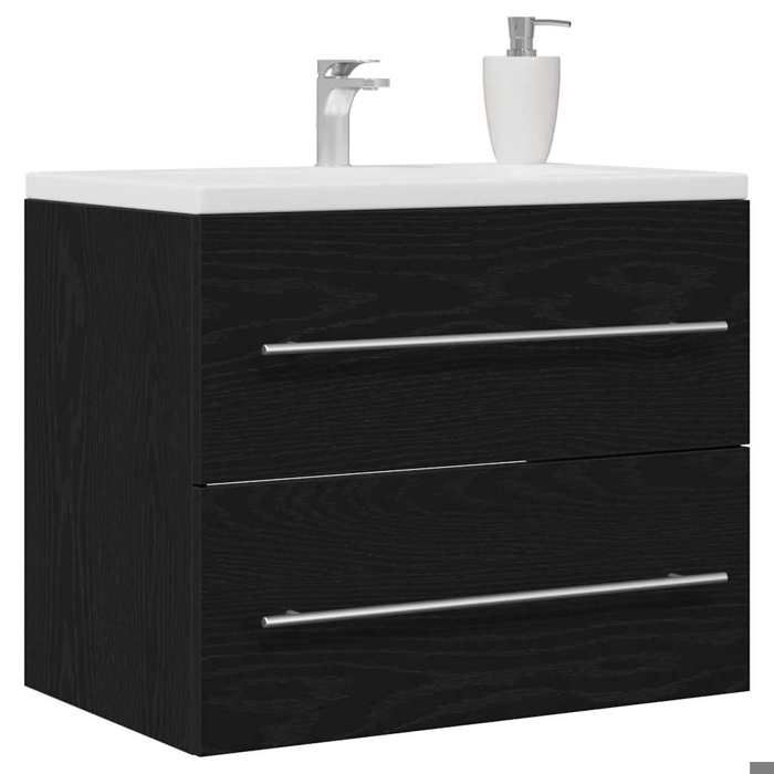Meuble sous lavabo de salle de bain - WIENS - Chêne noir - 60x385x48 cm - Bois dingénierie - Grand espace de rangement