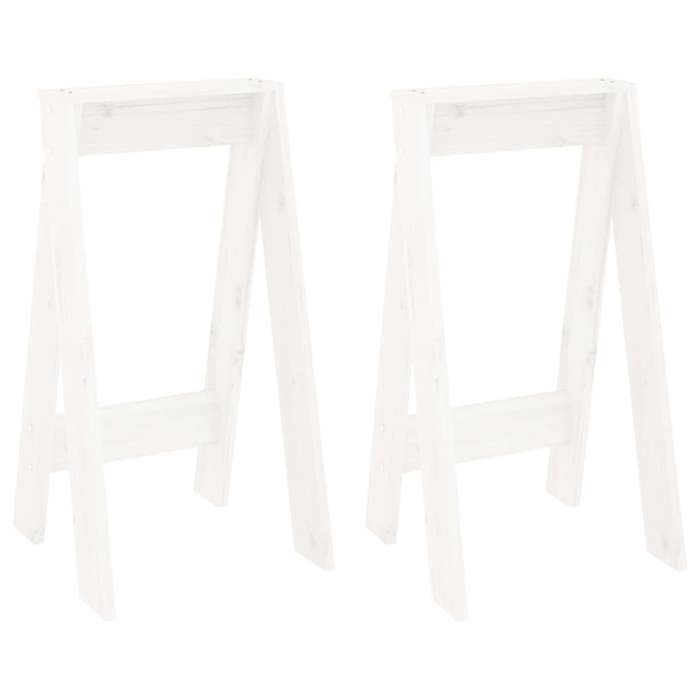 Les Soldes Tabourets 2 pcs - CLOUD - charge maximale (par siège) : 110 kg - blanc 40x40x75 cm bois massif de pin J1179