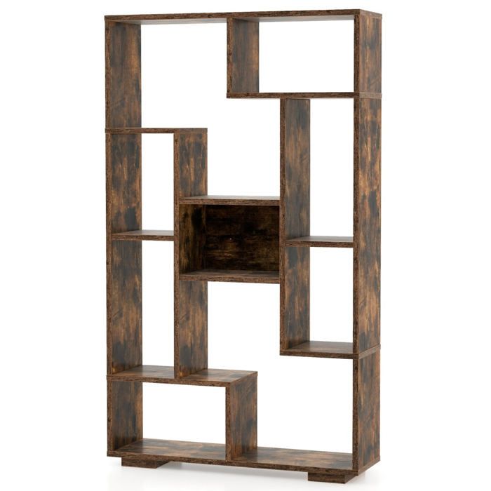 Bibliothèque ouverte - HELLOSHOP26 - 70x20x120 cm - 11 étagères - Design géométrique - Marron Bibliothèque ouverte - HELLOSHOP26 - 70x20x120 cm - 11 étagères - Design géométrique - Marron