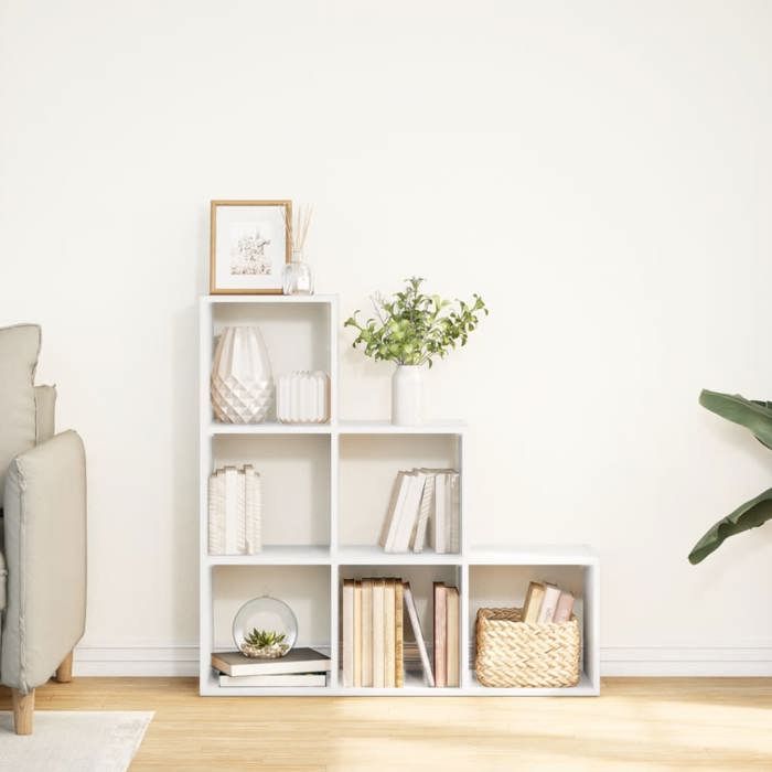 SOLDES DHIVER®Meuble de rangement - Blanc Bibliothèque séparateur de pièce à 3 niveaux - CLARENCE - Pour salon - Blanc 99 x 29 x 99