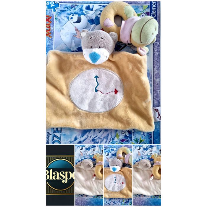 Doudou Bébé Ours Plat Beige – Peluche Douce