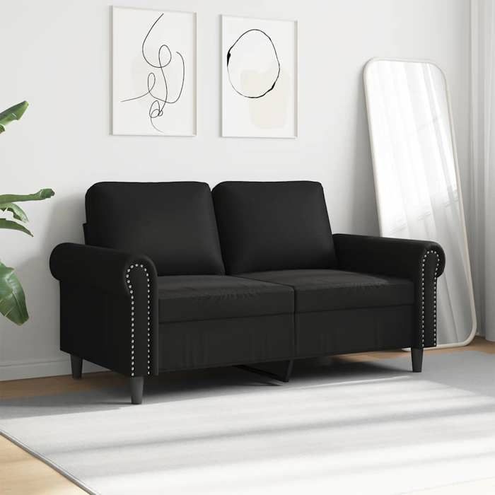 Promo 2026Canapé à 2 places - SARAZYJ - Meuble de salon - 2 PERSONNES - Noir 120 cm Similicuir - S2987127