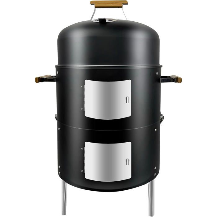 Barbecue fumoir charbon - SWAPY - Fumoir 3 en 1 - Dimensions 58x45x87 5 cm - Thermomètre intégré