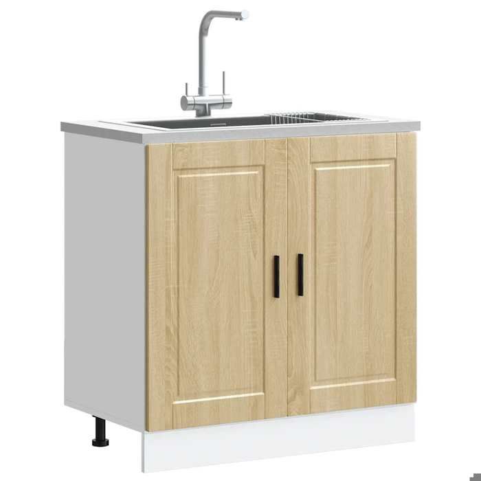 Meuble sous-évier 1 PC Armoire de plancher dévier Porto chêne sonoma bois ingénierie 80x46x81.5 cm A13821