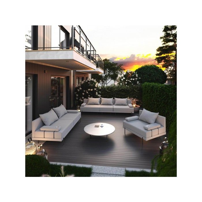 Salon de jardin 2 Canapés + 1 Fauteuil en bois BAHAMA 3+2+1 pour 6 personnes - gris (SET 6) Salon de jardin 2 Canapés + 1 Fauteuil en bois BAHAMA 3+2+1 pour 6 personnes - gris (SET 6)
