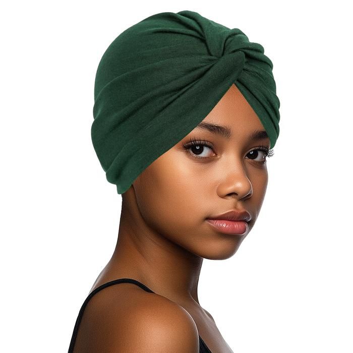 XJYDNCG Bonnet Satin Cheveux Nuit Turban Femme Élastique à Torsade Avant Vert
