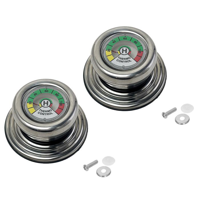 Amc Lot de 2 poignées de couvercle de casserole avec thermomètre pour casseroles casseroles et poêles en fer universelles