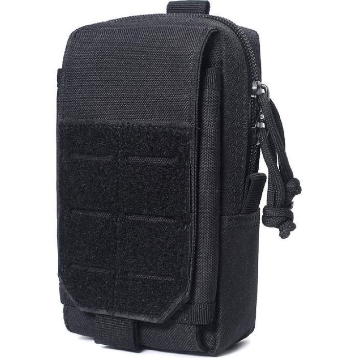 Sac à outils ceinture Oxford - Résistant eau et rayures Sangle verticale arrière - Randonnée et sport - Noir