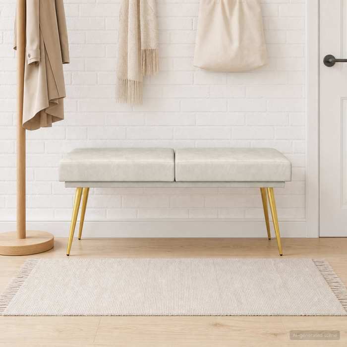 Meuble de couloir - Banc à double couche Crème 120x45x46 cm Velours - design élégant - pour maison(81733）