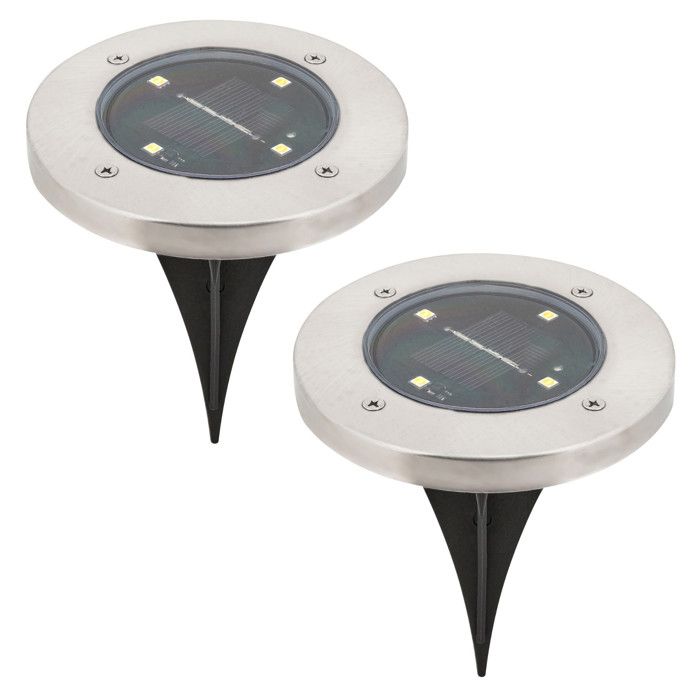 Lampe solaire de jardin Rabalux Dannet IP44 couleur chrome satiné 7975 2 pièces