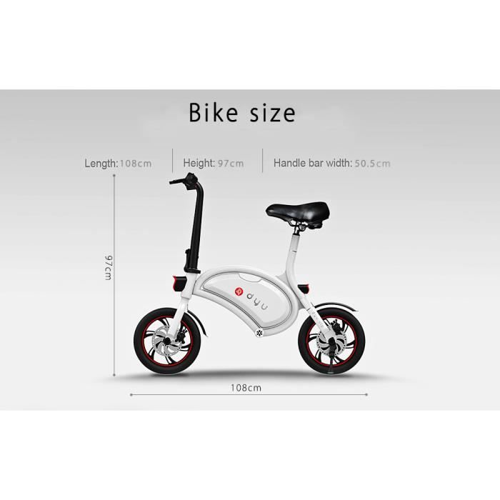 Velo Electrique Pliant F Wheel Dyu D1 12 Pouces Roues 250w 36v 10ah Batterie 40km Ip54 Etanche Blanc Prix Pas Cher Cdiscount