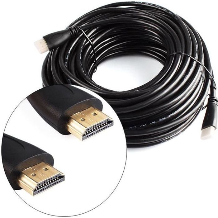 Câble HDMI 20m V1.4 Câble 65.6Ft Gold Plated Câble connecté M/M HD pour LCD  DVD HDTV XBOX PS3 - Cdiscount TV Son Photo