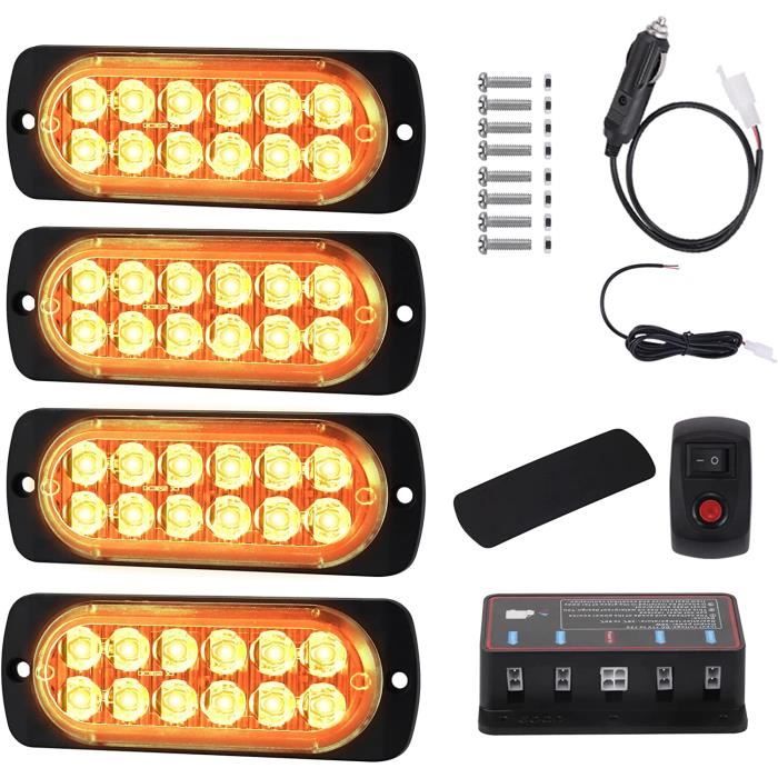 Lampe Stroboscopique Magnétique LED Orange Pour Voiture - Alerte Urgence - Neuf