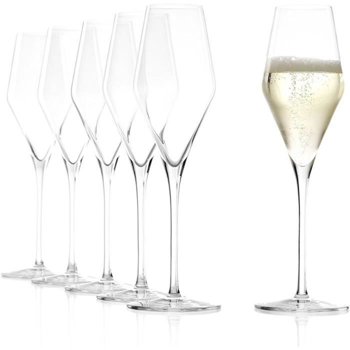 Lot De 6 Flûtes à Champagne Vintage – Transparent Avec Base Verte, Décorées, 7 Oz