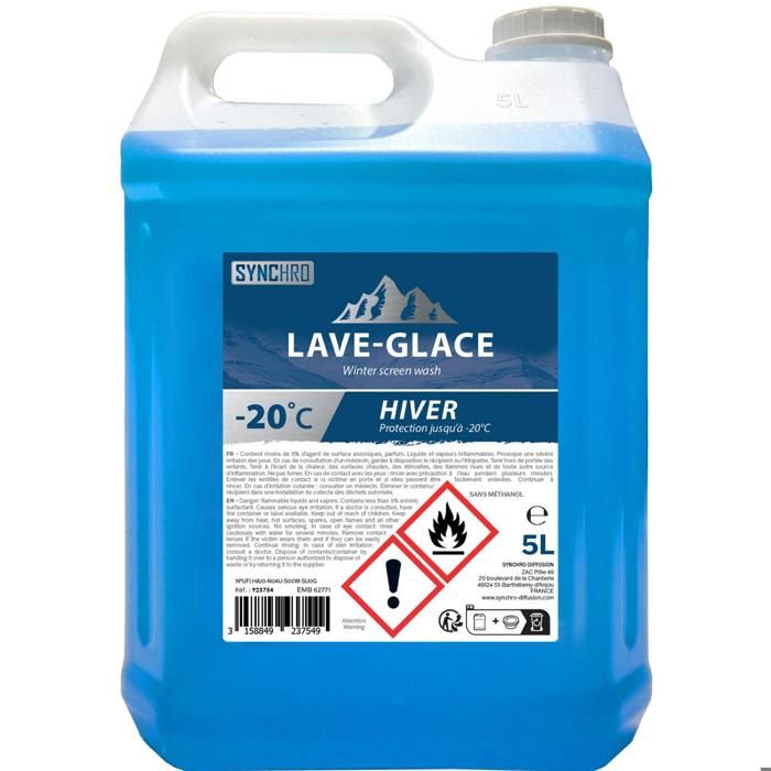 LIQUIDE LAVE-GLACE T/HIVER -20 DEGRS SANS METHANOL 5L - Cdiscount Auto