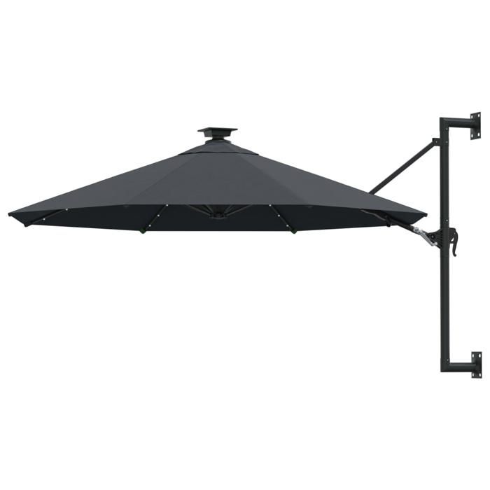 Parasol mural avec mât métallique et led 300 cm anthracite 02_0008690