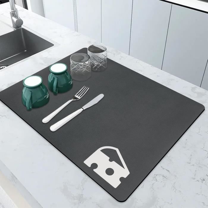Tapis égouttoir à Vaisselle Microfibre 45x60 Cm - Super Absorbant, Antidérapant, Lavable - Pour Comptoir De Cuisine - 6