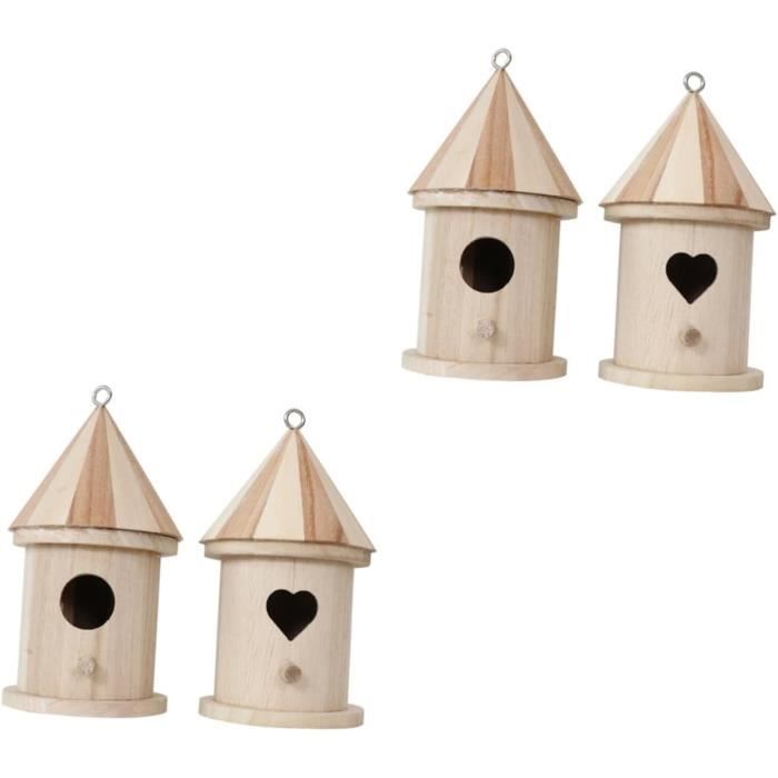 Relaxdays Maison pour oiseaux, 3 nichoirs, mangeoire, bois, balcon