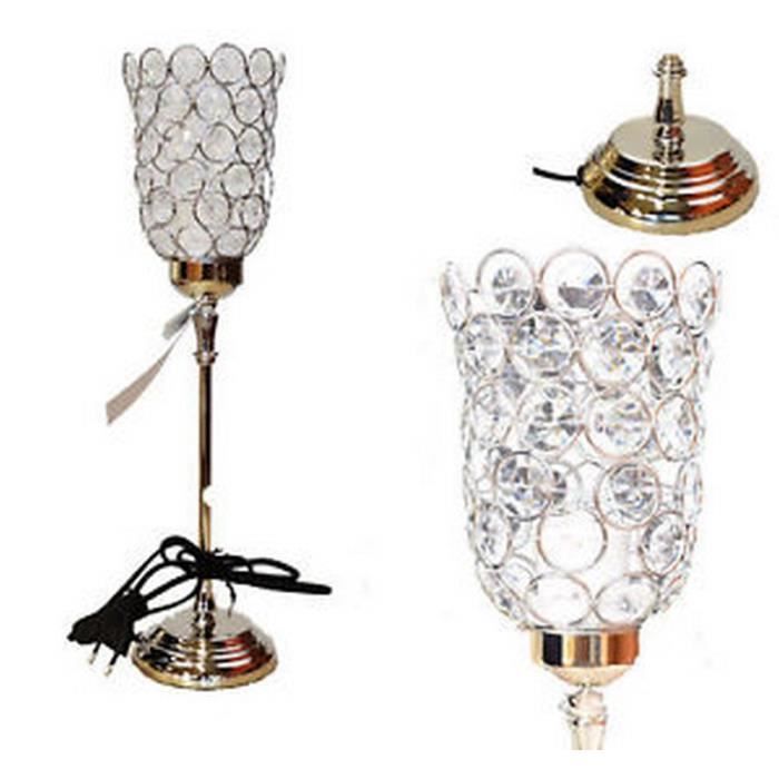 GRIS LAMPE DE TABLE SUR PIED METAL BAROQUE PAMPILLE PERLE CHEVET BRILLANT DECO CHAMBRE OU SALON