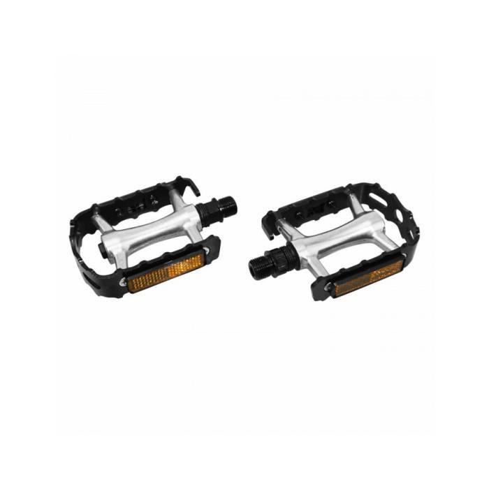 Pédales Plates Alu Noir 9/16 Pour Vélo Route/VTT - Roulements Scellés