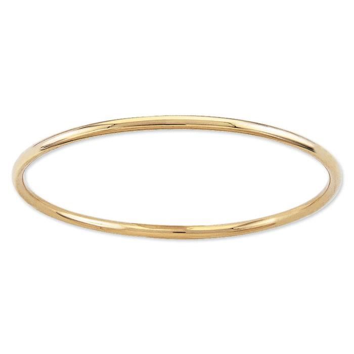 Bracelet Jonc Facetté Plaqué Or 18 Carats - Diamètre 62 Mm - Femme - Neuf Avec étiquettes