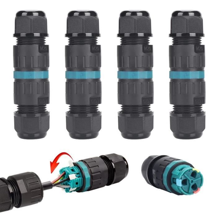 3 Connecteurs Étanches En T IP68 - Pour Câbles 5-10 Mm, 3 Broches, 32A - Éclairage Extérieur & Souterrain - 12