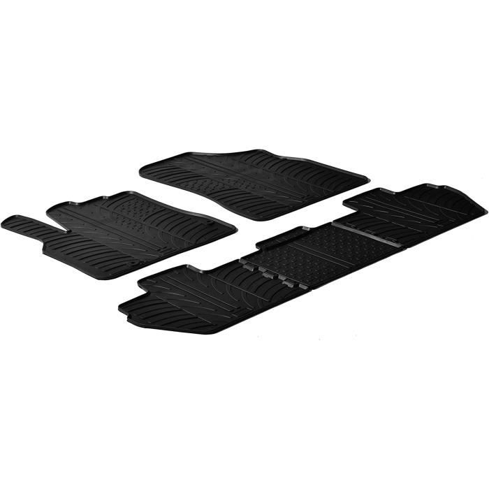 Gledring Set tapis de caoutchouc compatible avec Citroen Berlingo - Peugeot Partner 2008-2018 (T profil 5-pièces + clips de