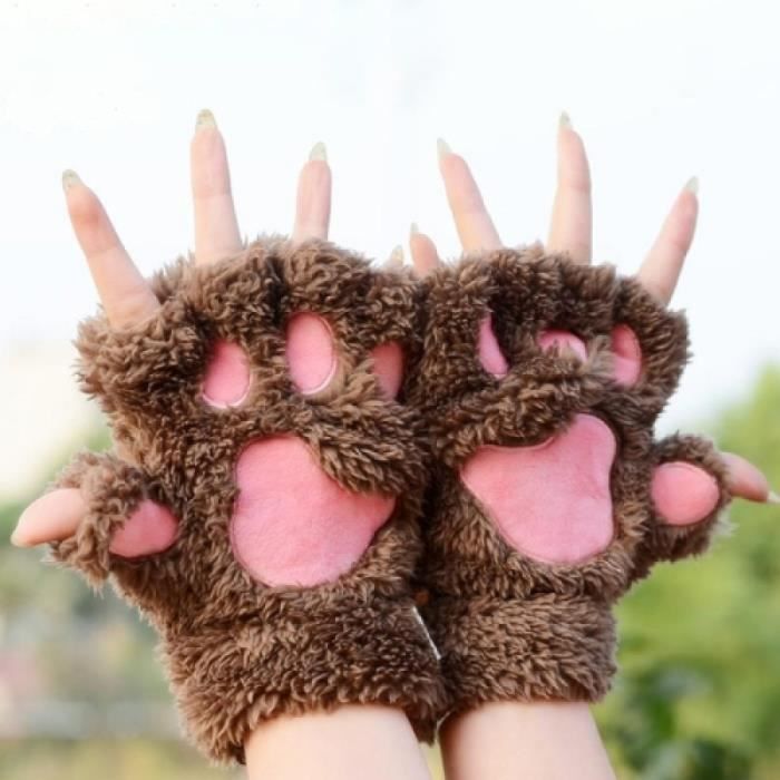 Gant Mitaine Moufle Hiver Gants De Chat De Dessin Anime Mignon Chat Gants De Griffe Houx Gants De Fourrure Epais De Patte Cdiscount Pret A Porter