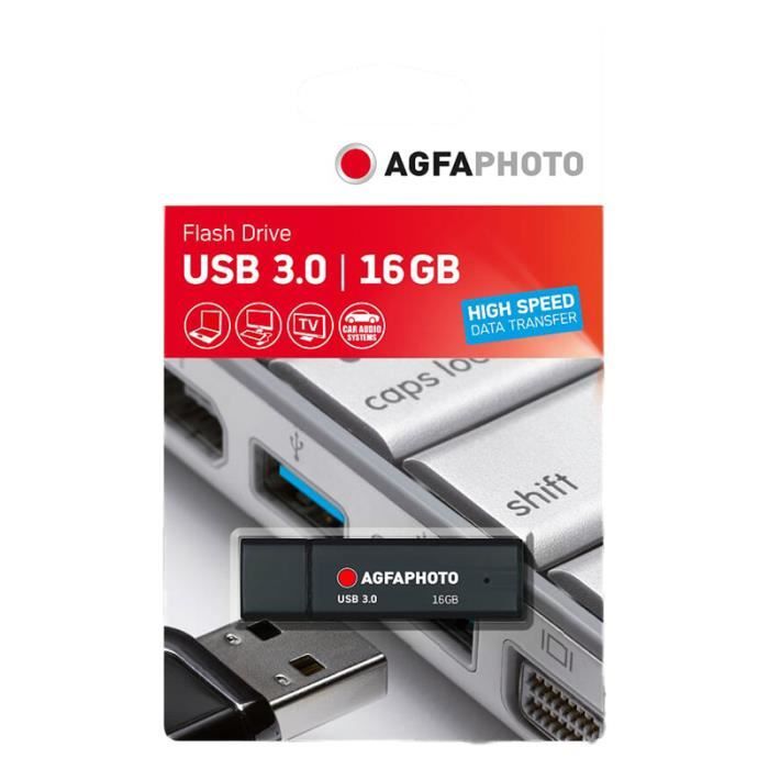 Agfa Photo Clé USB 3.0 16 GB - Vitesse de lecture 35 MB/s - Vitesse décriture 10 MB/s