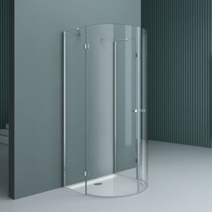 Cabine de douche en forme U 90x90 Sogood Ravenna3 pare douche transparent en verre de sécurité 8mm avec revêtement NANO
