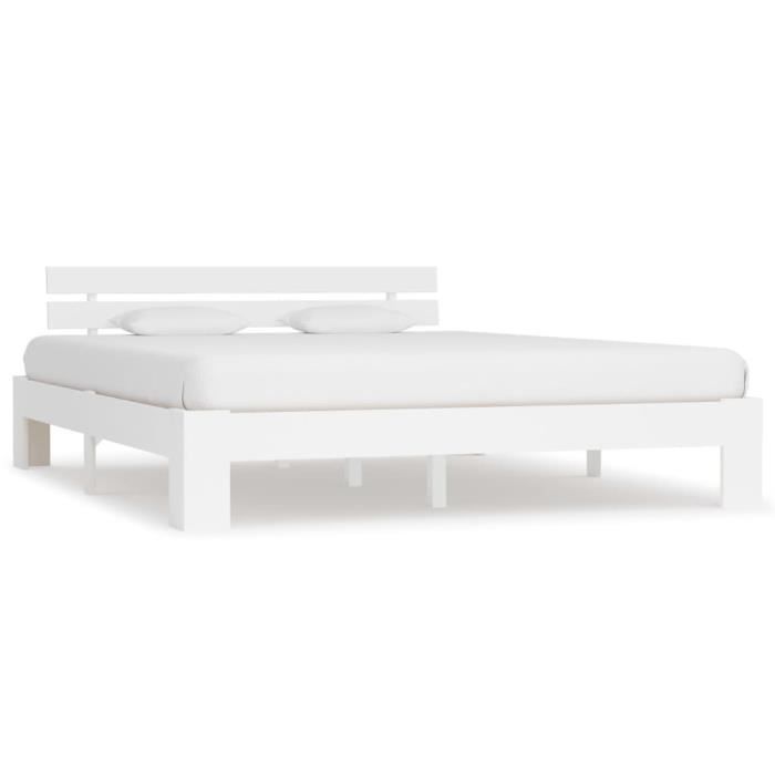 France Stock® Cadre de lit Blanc Bois de pin massif 180 x 200 cm Best Meuble Moderne®KVJHYT®