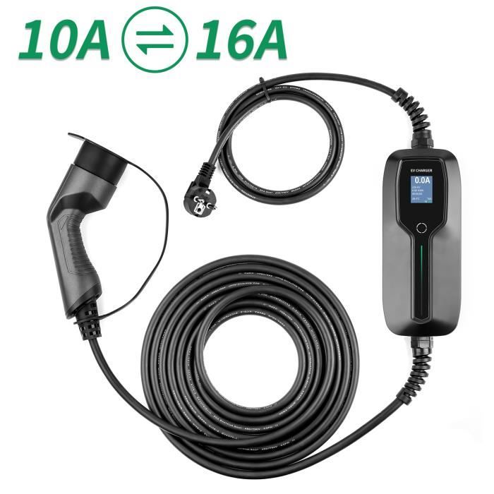 Morec 10/16A 2.2/3.6KW Chargeur VE Portable avec Prise Schuko 6m pour  Véhicule Électrique de Type 2 - Cdiscount Auto