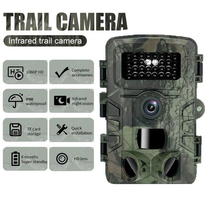 Caméra de Chasse 20MP - Coolife - 1080P HD - 49 LED - Vision Nocturne - Observation Traque IR
