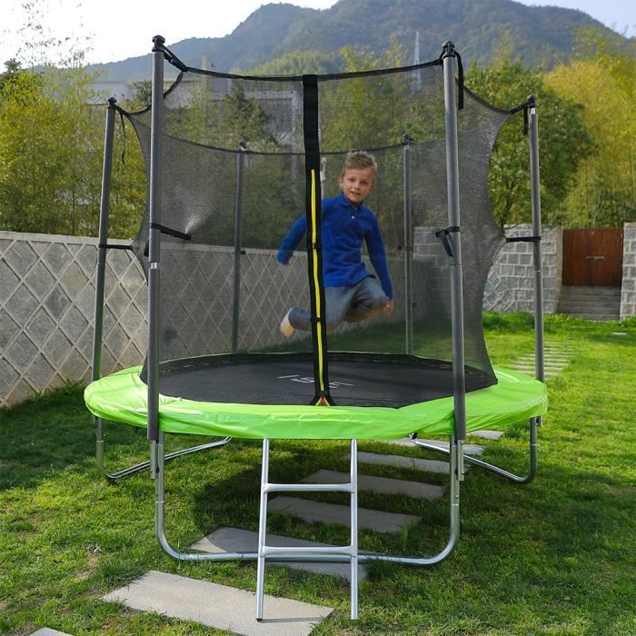 Trampoline De Jardin Bestpriceparts 366 Cm Vert - Avec Filet Sécurité Et échelle, Complet
