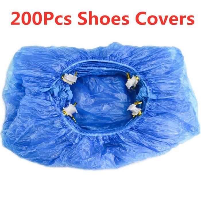 Lot De 100 Ou 200 Surchaussures Jetables Imperméables CPE - Antidérapantes - Taille Unique élastique - Pour Visiteurs, Professionnels