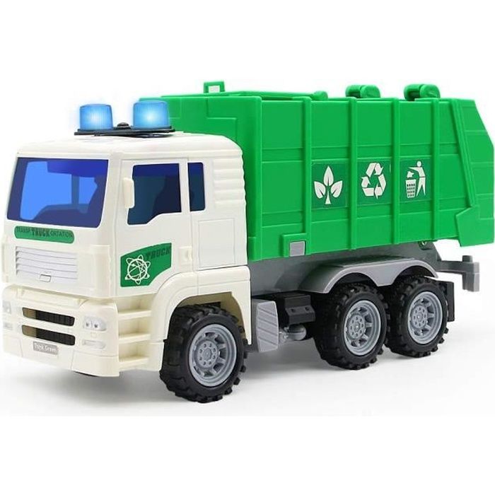 Camion Poubelle Voiture Jouet Enfant avec 4 Effets Sonore et Lumineux Gros  Camion de Poubelle Benne Cadeau pour Garçon Fille 3 4 5 6