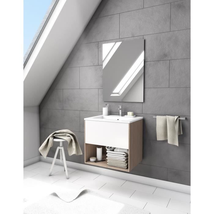 Meuble Salle De Bain A Suspendre 80 Cm Avec Vasque Et Miroir Dual Shade Achat Vente Meuble Vasque Plan Meuble Salle De Bain A Cdiscount