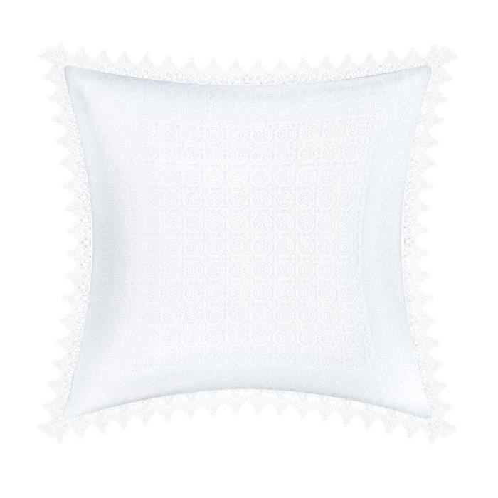 Housses de Coussin - AVIZAR - 45x45 cm - Bordure Dentelle Fleurie - Élégance - Intérieur Housses de Coussin - AVIZAR - 45x45 cm - Bordure Dentelle Fleurie - Élégance - Intérieur