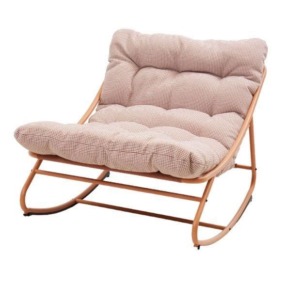 fauteuil à bascule ana en acier pêche et textilene terracotta avec coussin - orange