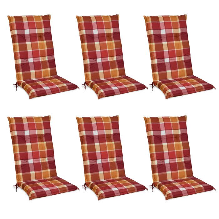 Beautissu Set De 6 Coussin De Chaise Jardin Sunny Rouge 100x50x6cm - Confort & Style Extérieur