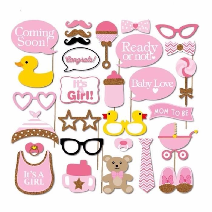 30pcs It S A Girl Fille Rose Douche De Bebe Accessoires Photo Booth Photographie Sexe Revelent Des Decorations Partie Cdiscount Maison