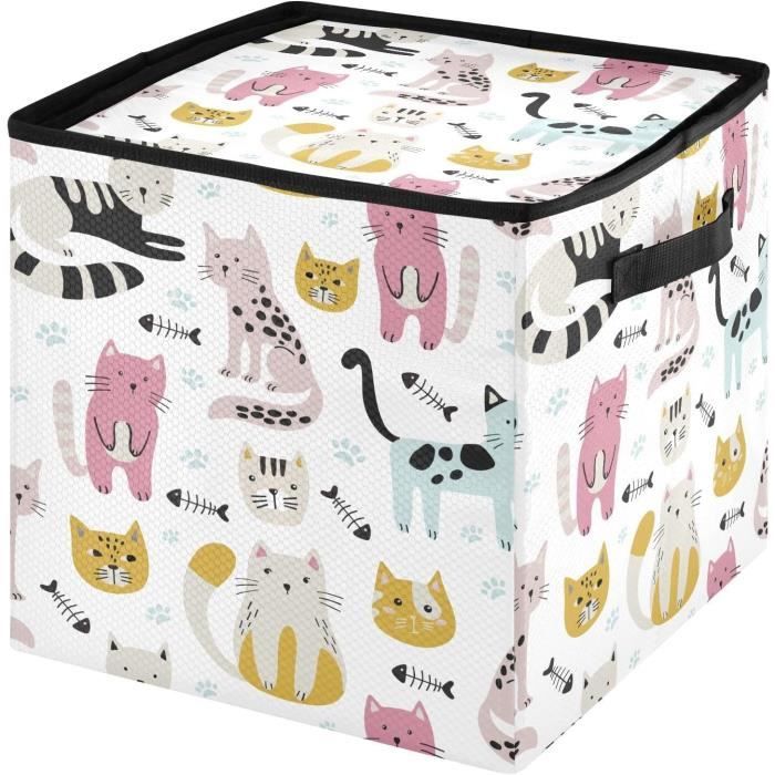 Biscottini Pouf Cube En Similicuir 33 X 33 X 33 Cm - Boîte De Rangement Avec Couvercle Pliable