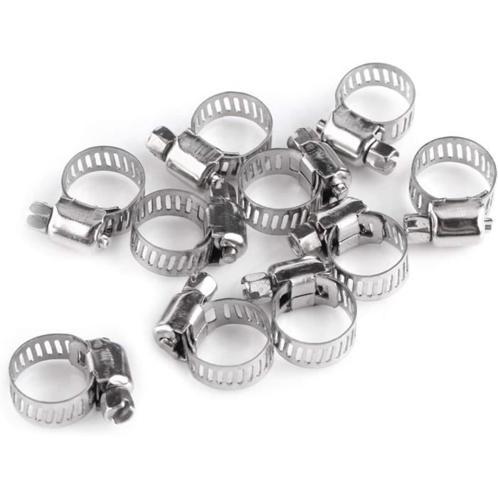Lot 170 Colliers Serrage Inox + Pince – 9 Tailles 5.8-21 Mm – Clips Ressort Étanchéité Tuyau Carburant, Eau, Air